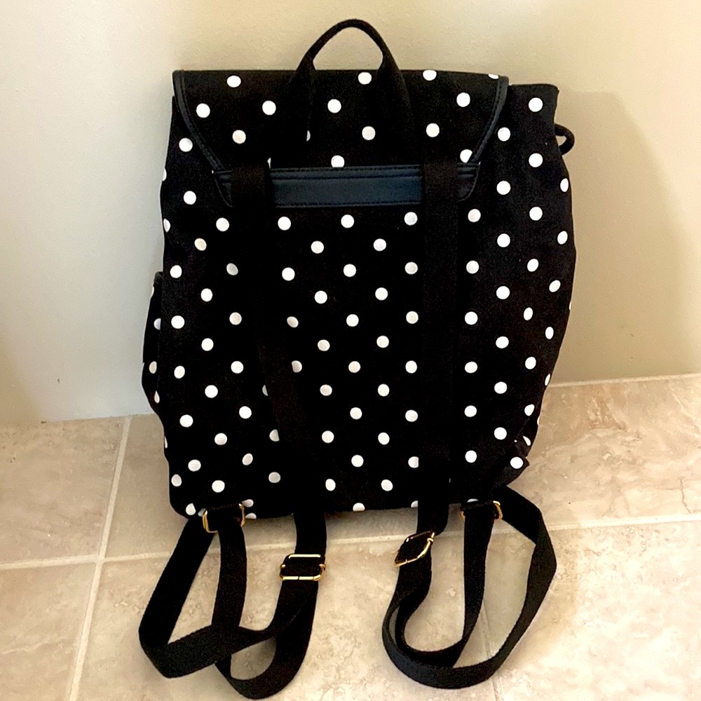 MINT Authentic Tommy  Hilfiger Backpack LARGE Black with White Polka Dots NWOT - Picture 2 of 16